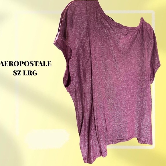 🔔3 FOR $25-Aeropostale purple shimmer lightweight shirt, SZ LRG batwing sleeves - Picture 7 of 9